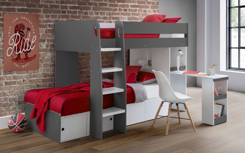 Eclipse Bunk Bed - White / Charcoal